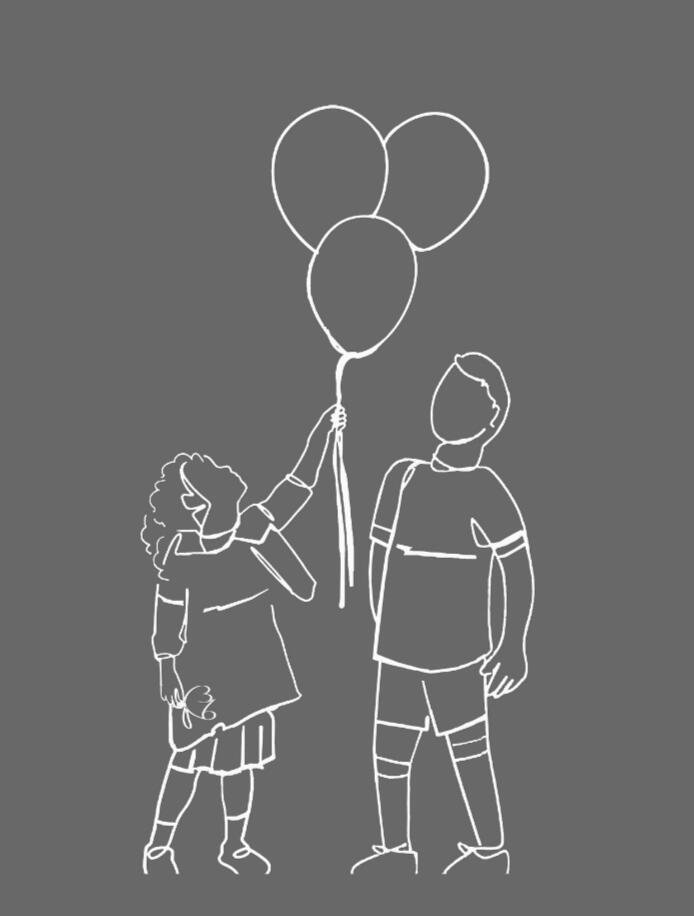 Support Us An illustration of two children holding balloons